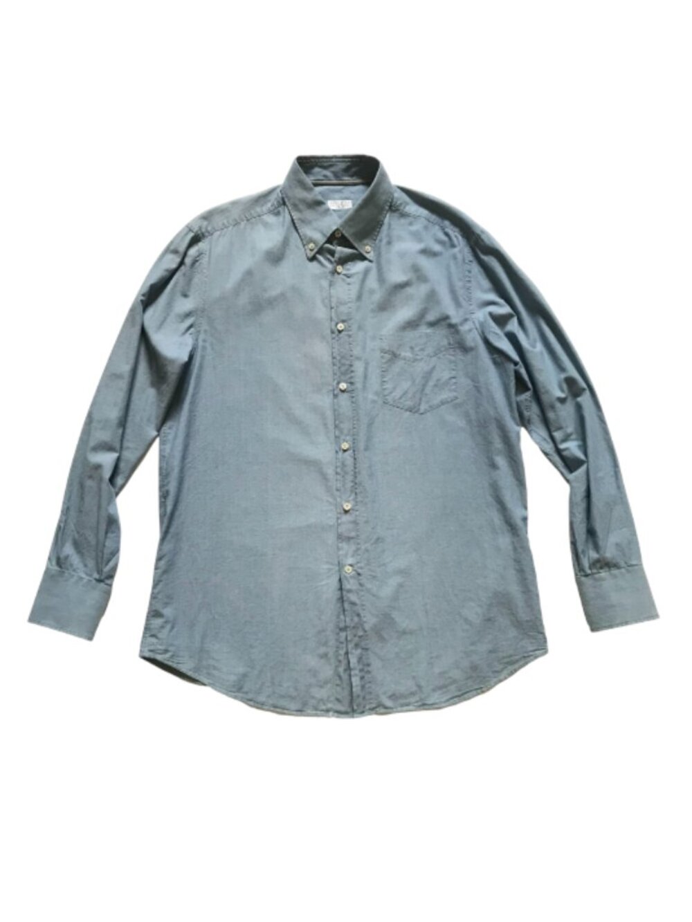 Brunello Cucinelli Denim Button Down Shirt Mens Large Blue Chambray Long Sleeve - Picture 3 of 10